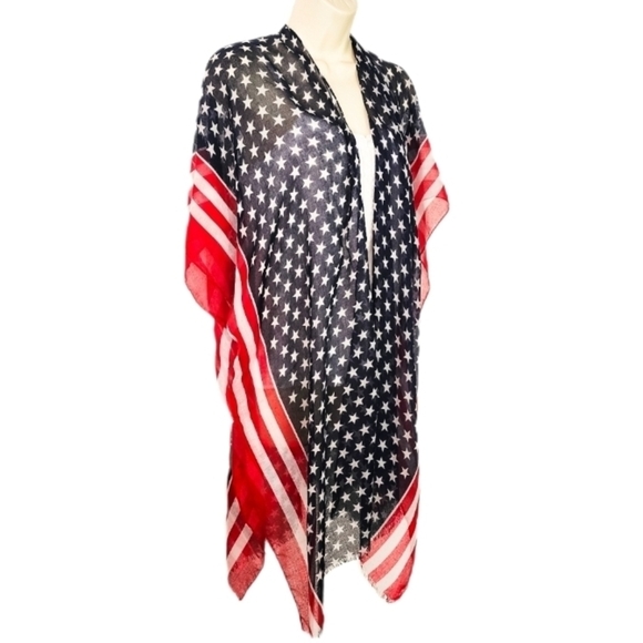 Coverup Patriotic Semi Sheer Stars And Stripes Red Size OS - Picture 3 of 10